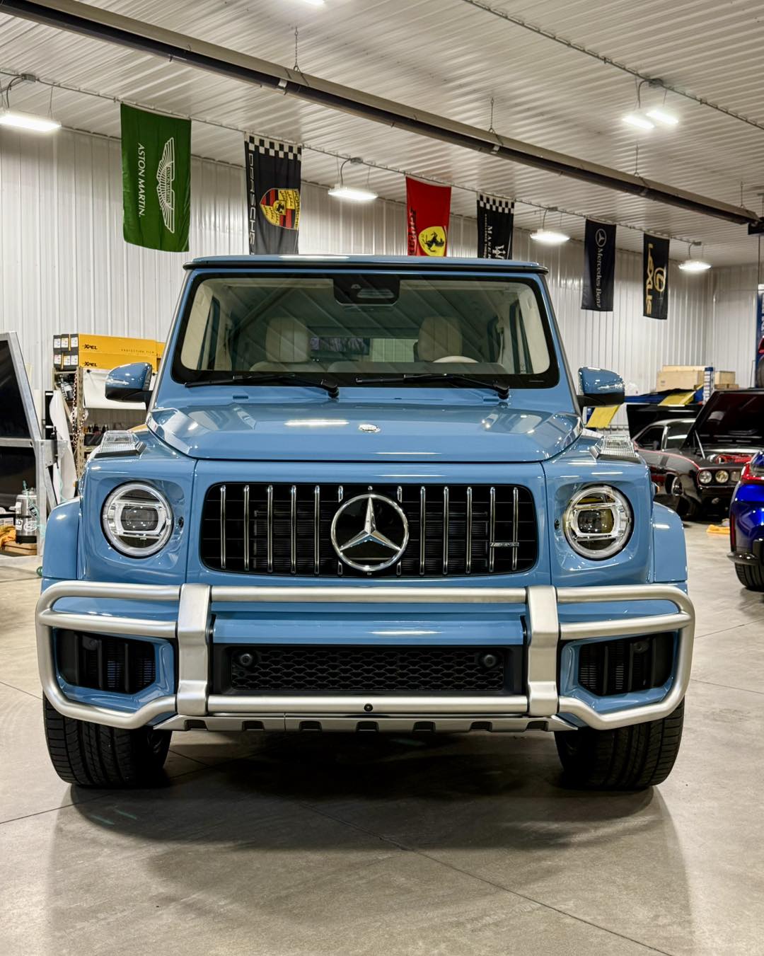 Blue Mercedes-AMG G-Wagon with a mirror-gloss finish